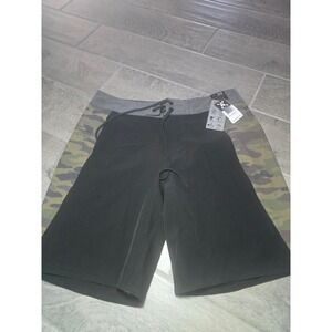 Mens Board Shorts Swim Trunks Bathing Suit Size 30 Black Camo Hybrid 19 Outseam